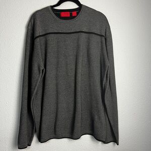 Reunion Gray Crewneck Sweater with Horizontal Stripe Detail‎ XL Casual Pullover